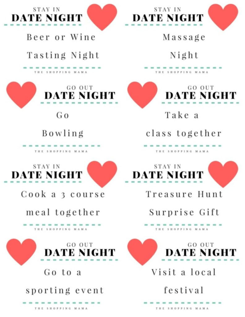 12 Months Of Date Night Ideas Free Printables Date Night Gifts Date 