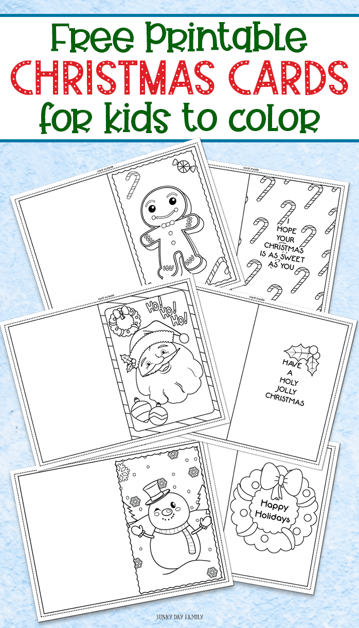 3 Free Printable Christmas Cards For Kids To Color Christmas Cards