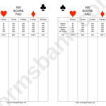 500 Card Game Score Sheet Qcardg