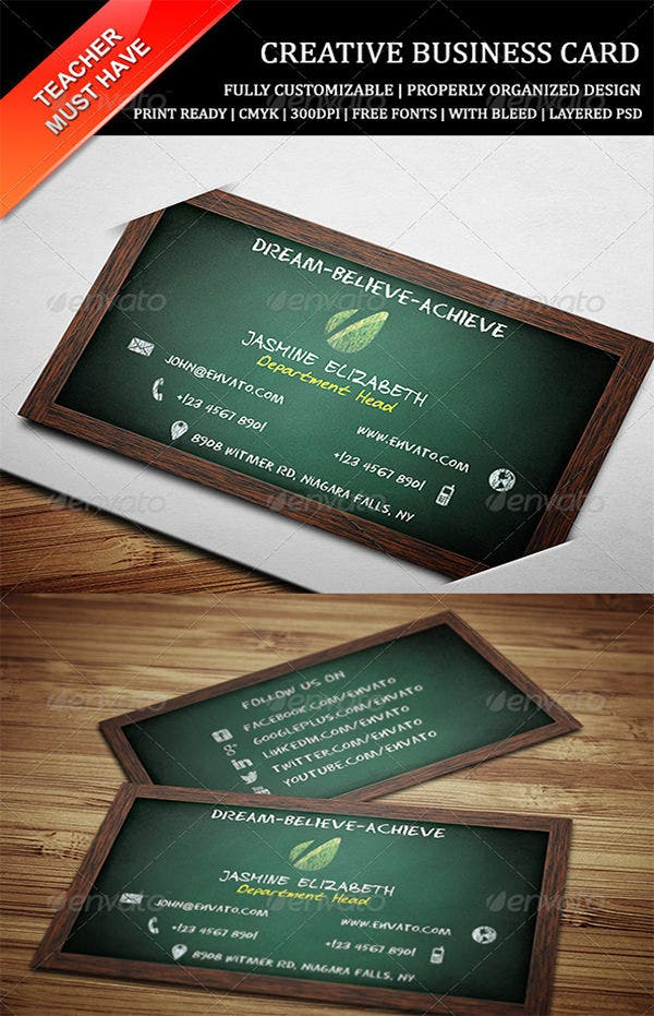 56 Teachers Business Cards AI Ms Word Publisher Free Premium 