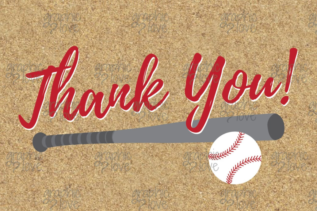 Baseball Thank You Cards Birthday Party Red White 4x6 JPG 