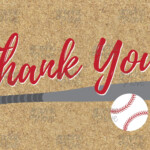 Baseball Thank You Cards Birthday Party Red White 4x6 JPG