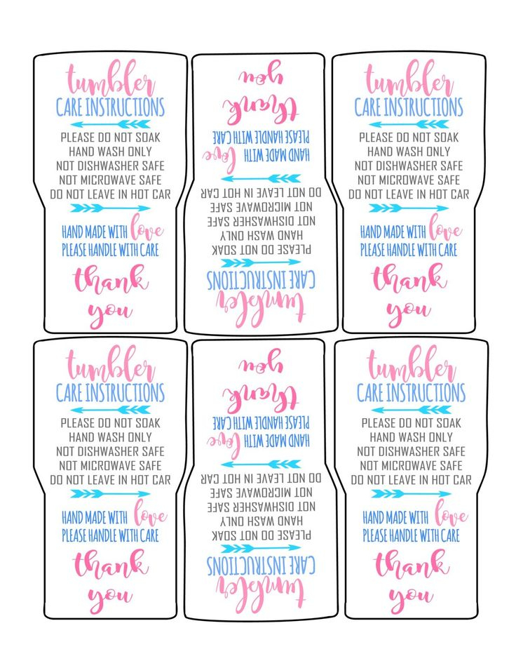 Care Instruction Free Printable Tumbler Care Cards Printable Word 