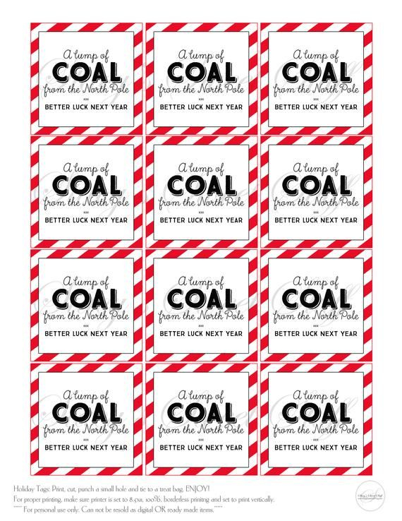 Coal Christmas Tag Christmas Tag PrintableTag Printable Christmas 