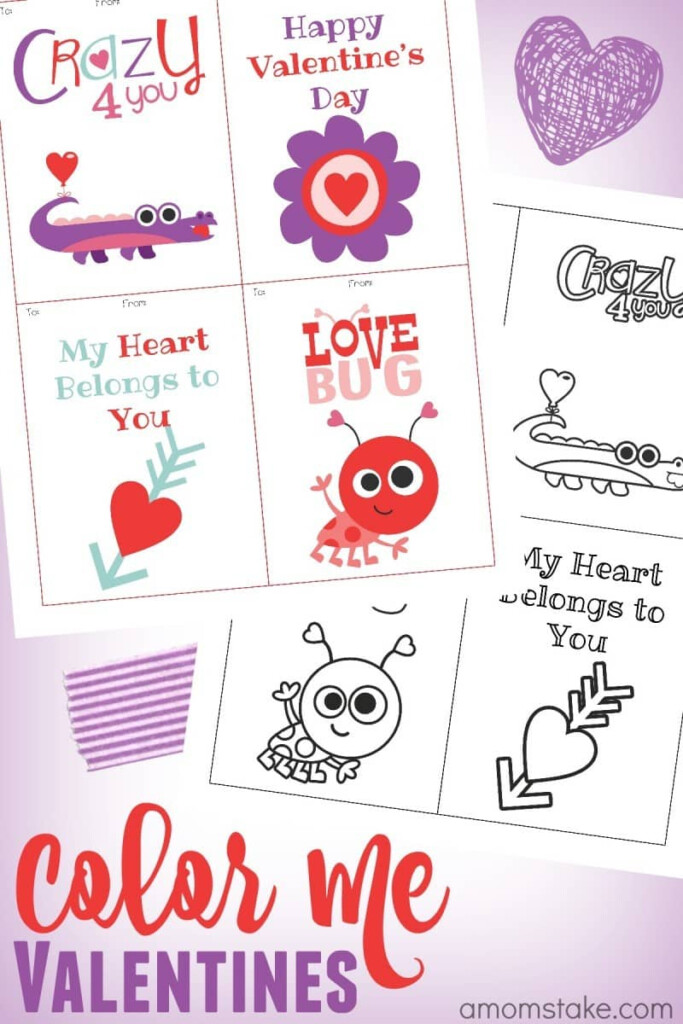 Color Me Valentine Printables Classroom Cards A Mom s Take
