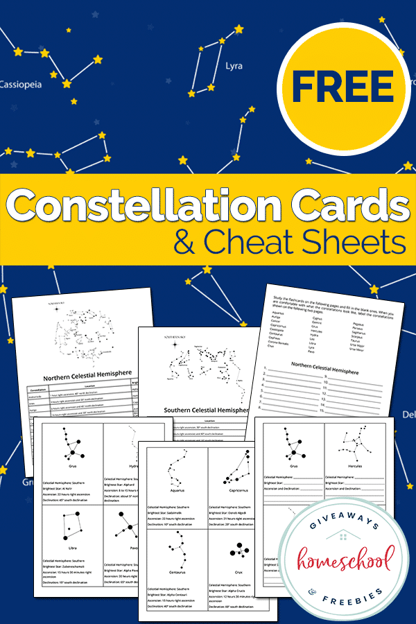 Constellation Cards And Cheat Sheets Freebie Free Homeschool Deals