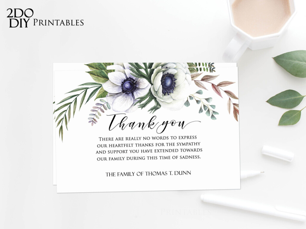 Editable Funeral Thank You Card Memorial Editable Template 