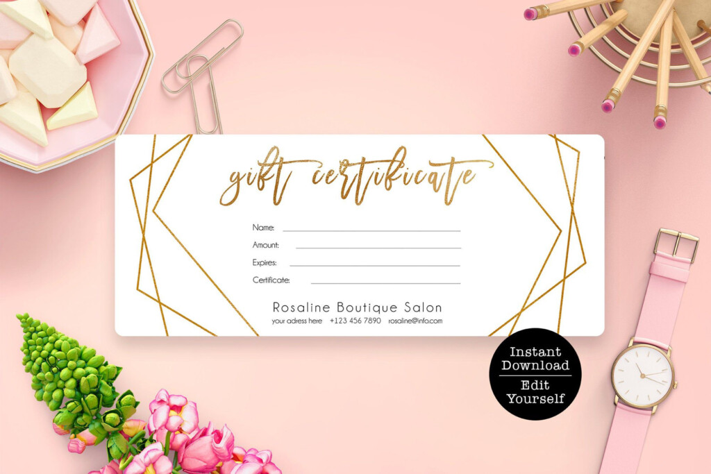 Editable Gift Certificate Template Geometric Gold Gift Card Etsy 