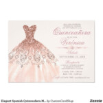 Elegant Spanish Quincea era Mis Quince Pink Rose Invitation Zazzle