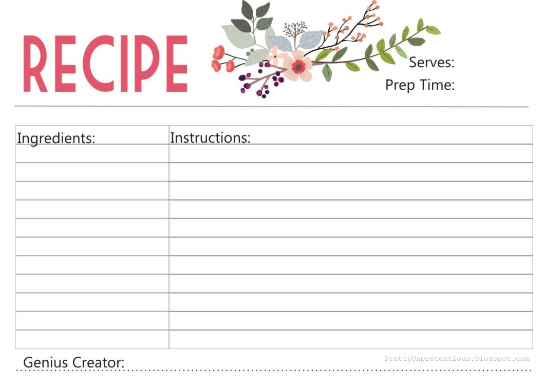 Enjoy A FREE Printable Recipe Card Designed with Love By Yours Truly