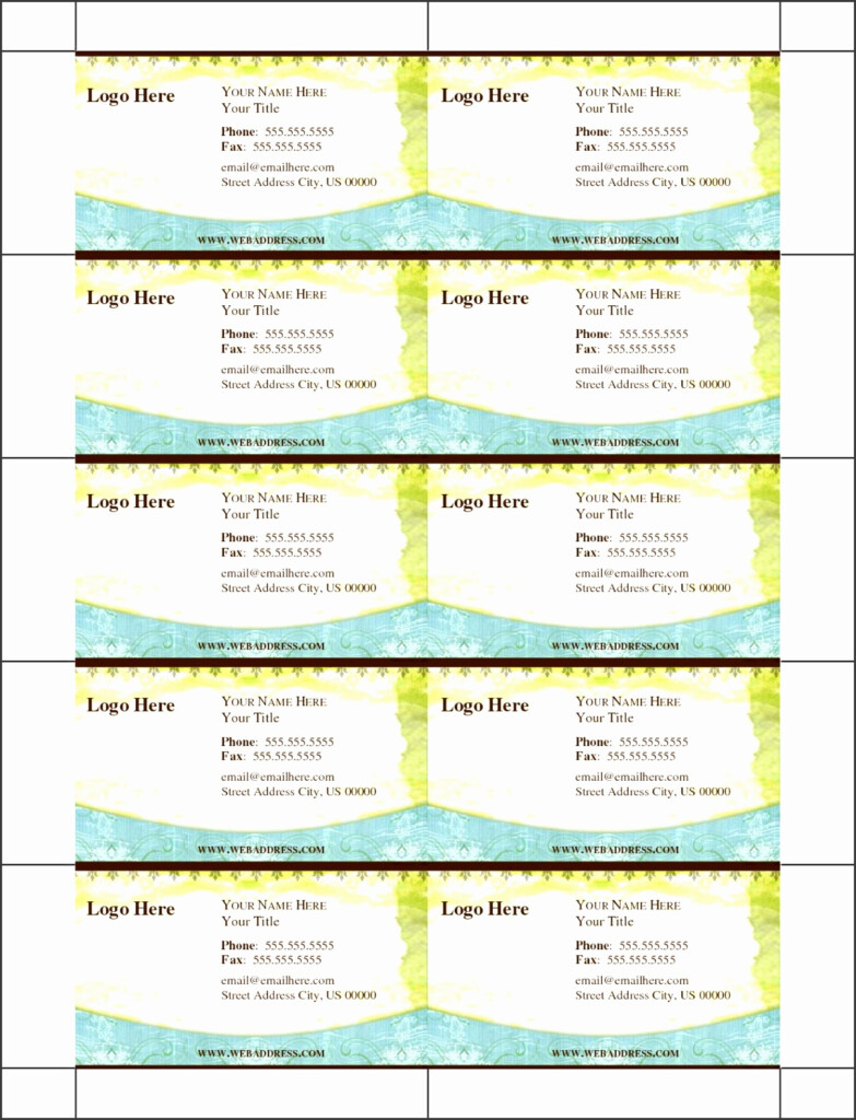 Famous 10 Up Business Card Template Pdf References