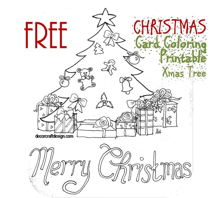 FREE Christmas Card Coloring Printable For Kids Xmas Tree Christmas 