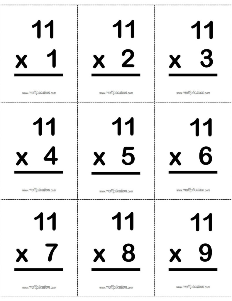 Free Multiplication Flash Cards Printable Front And Back 