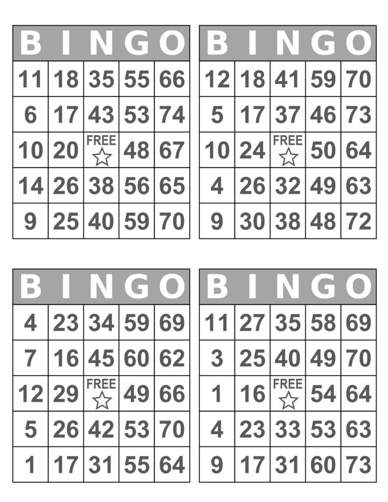 Free Printable Bingo Cards 6 Per Page