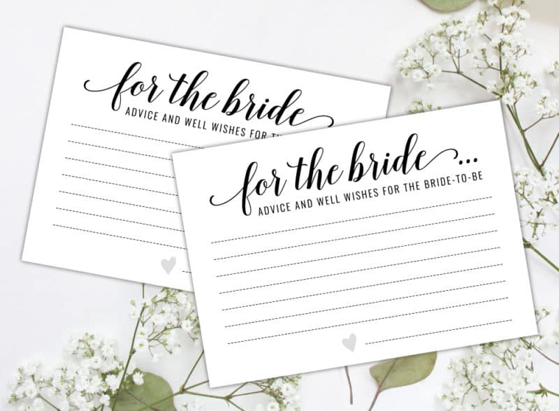 Free Printable Bridal Shower Advice Cards Printable Word Searches