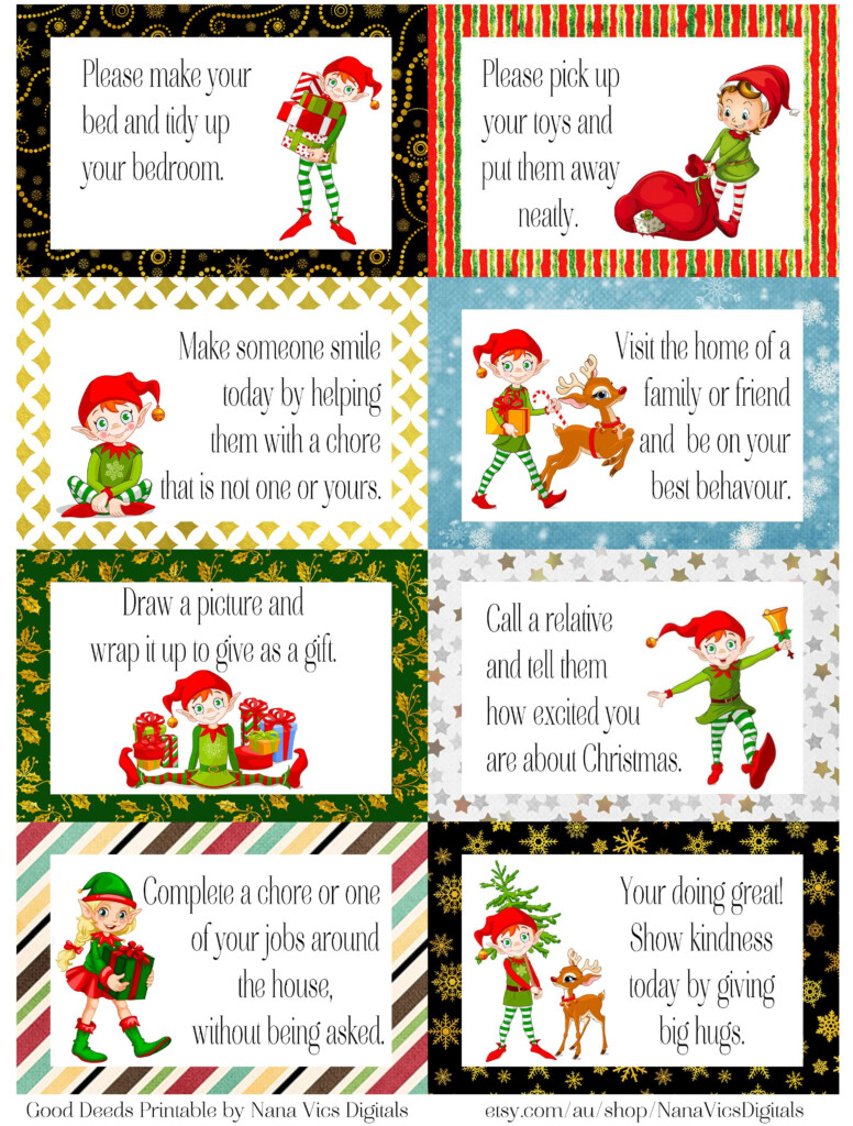 FREE Printable ELF Good Deed Cards A4 Enjoy Awesome Elf On The 