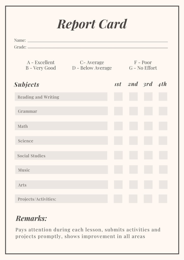 Free Printable Report Cards For Teachers Free Printable Templates