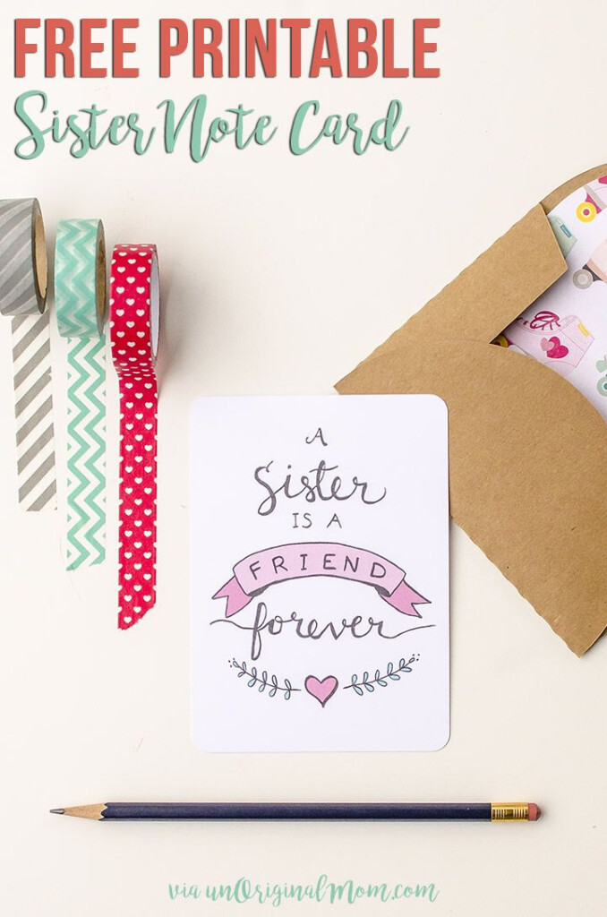 Free Printable Sister Valentine Note Card UnOriginal Mom Free 