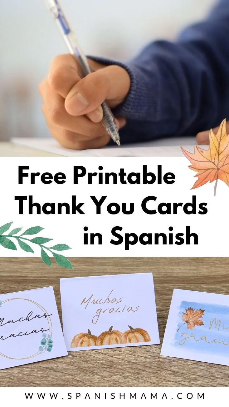 Free Printable Thank You Cards In Spanish Video Video Printable 
