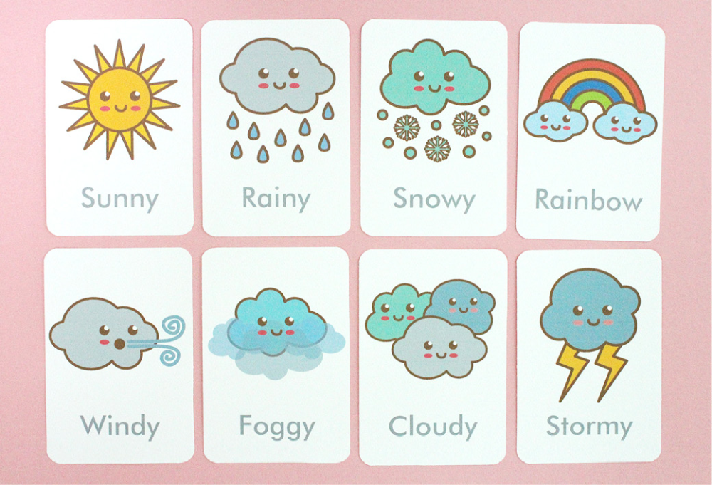 Free Printable Weather Flash Cards In 2020 Preschool Weather 