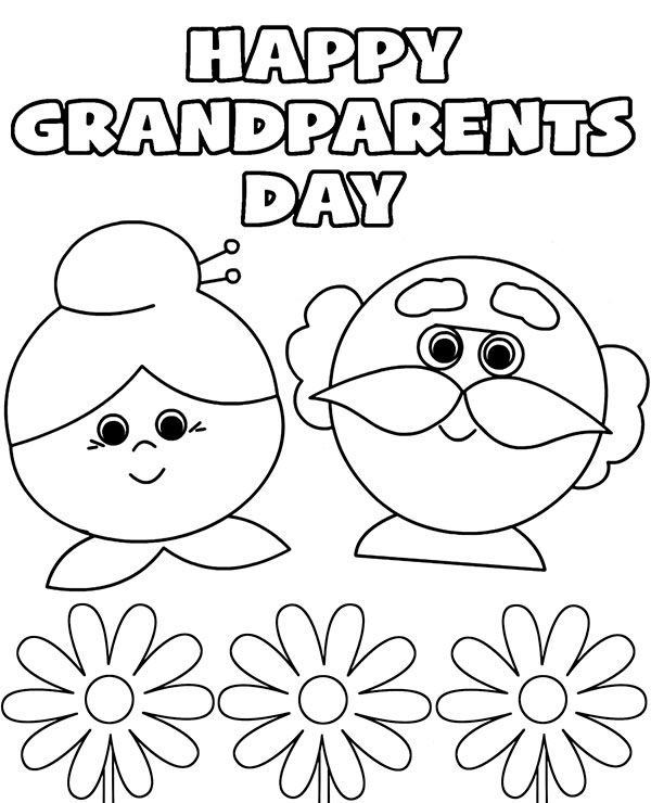 Grandparents Day Card Coloring Page Flowers Happy Grandparents Day 