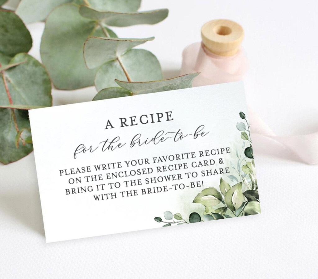 Greenery Recipe Card Request Template Bridal Shower Recipe Etsy 