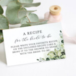 Greenery Recipe Card Request Template Bridal Shower Recipe Etsy