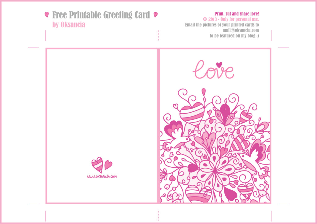 Greeting Card Valentine Template Printable Free A4 Format folds To 