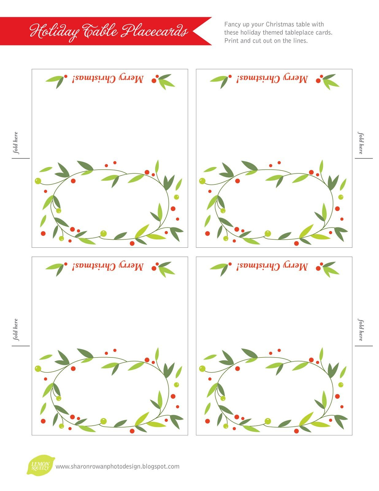 Lemon Squeezy Day 12 Place Cards Free Place Card Template