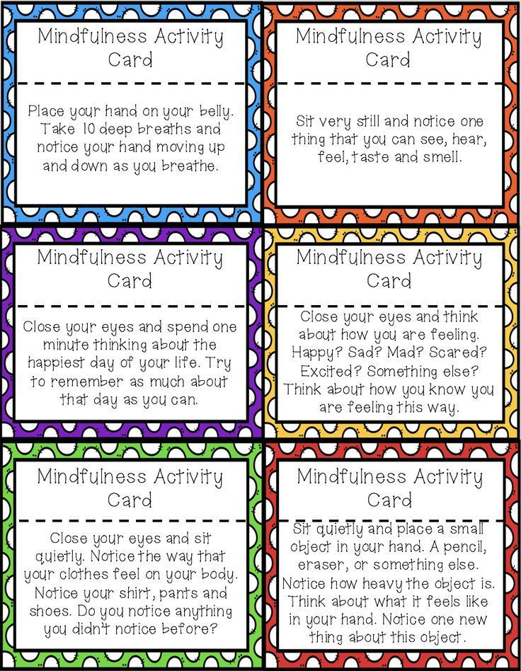 Mindfulness Activity Brain Break Cards For Calm Down Corners And Self