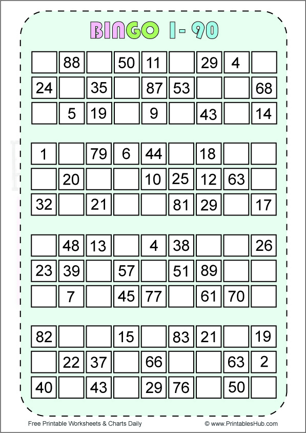Printable Bingo Cards 1 90 Free Printable Templates