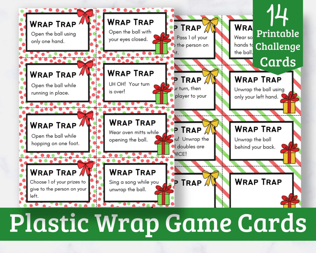 Printable Christmas Saran Wrap Ball Game Challenge Cards Etsy Saran 