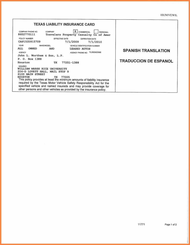 Printable Fillable Fake Car Insurance Card Template Kontaklik