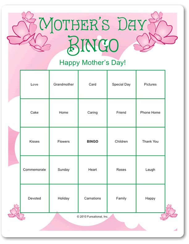 Printable Mother s Day Bingo Mother s Day Printables Mother s Day
