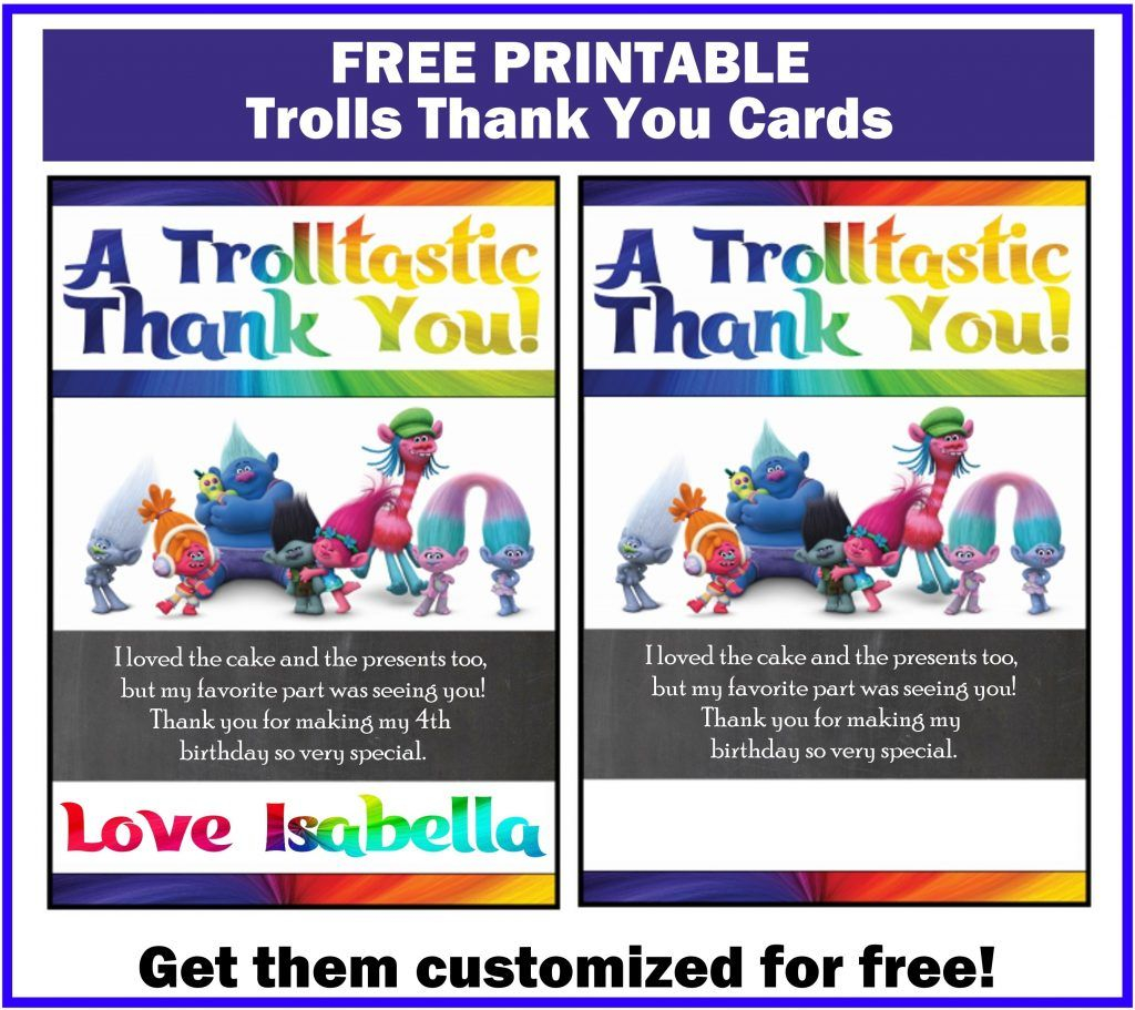 Printable Trolls Thank You Cards Printables 4 Mom Free Thank You 