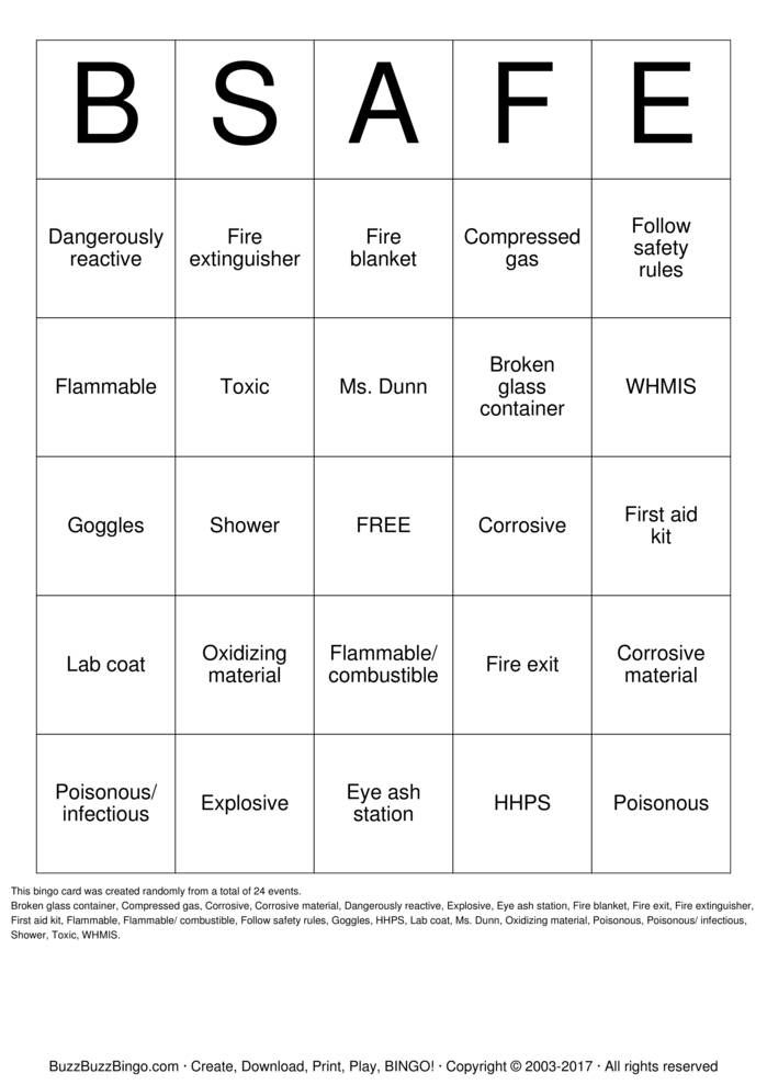 Safety Bingo Cards To Download Print And Customize Bingo Cards 