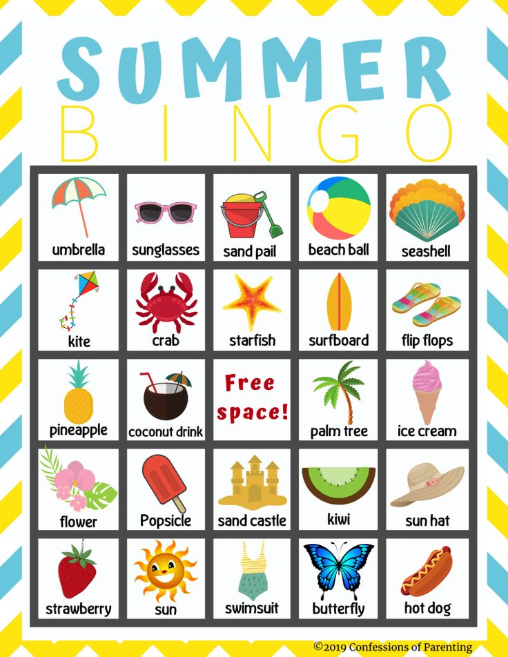 Summer Bingo Free Printable Bingo For Kids Summer Bingo Summer