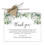 Thank You Card Funeral Template Printable With Customized Wording