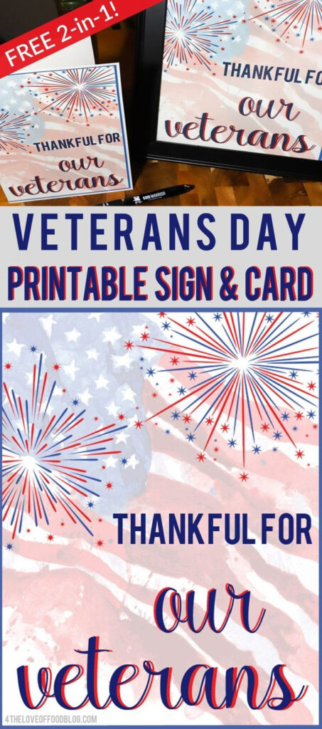 Veterans Day Printable Sign And Card Veterans Day Printable Signs 