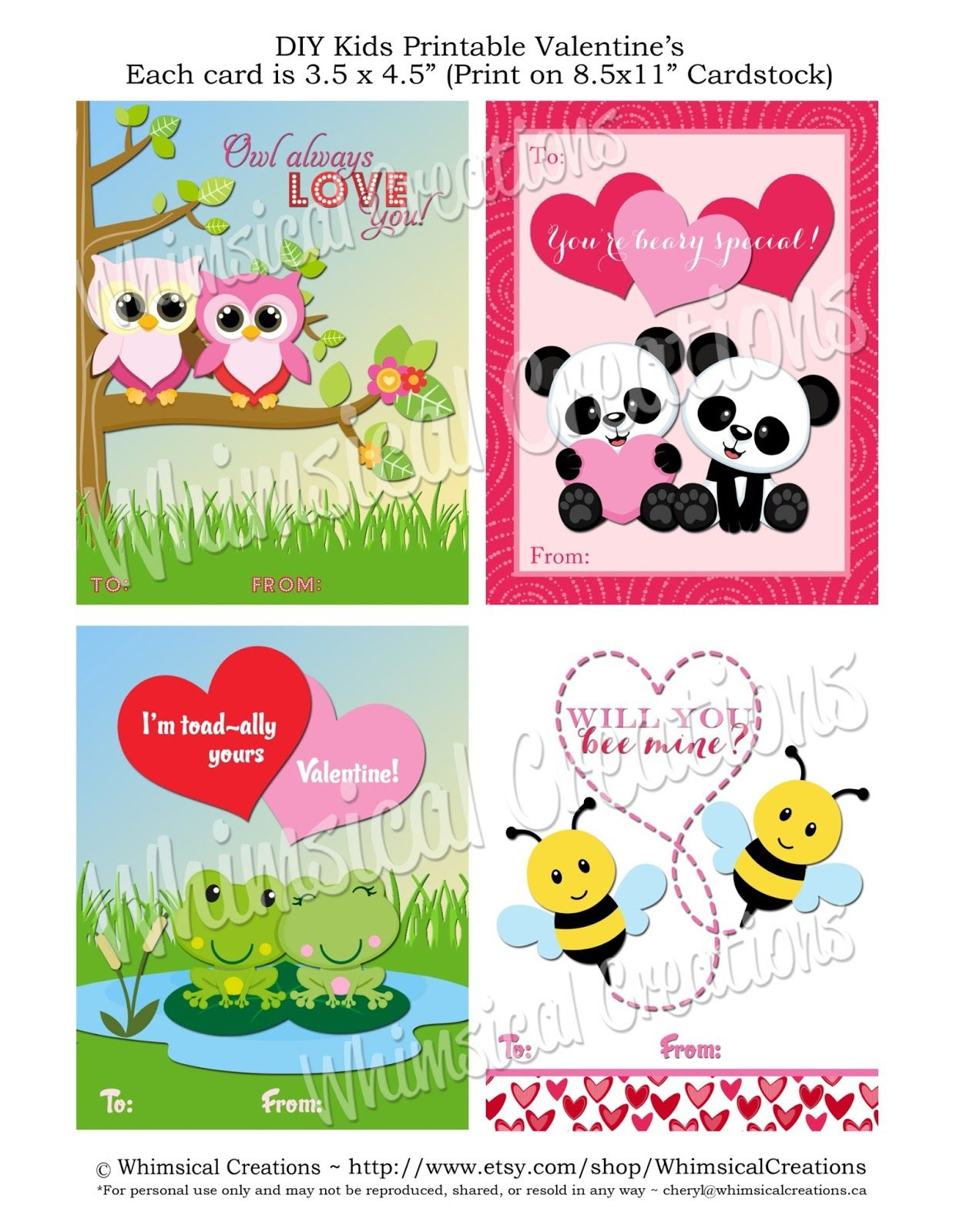WhimsicalCreations ca Cute Printable Valentine Cards For Kids 
