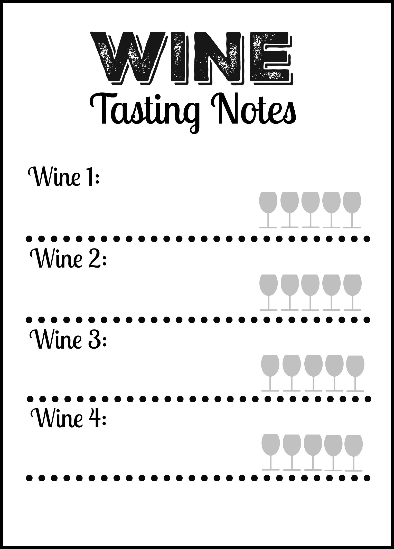 Wine Tasting Cards Printable Free Printable Word Searches