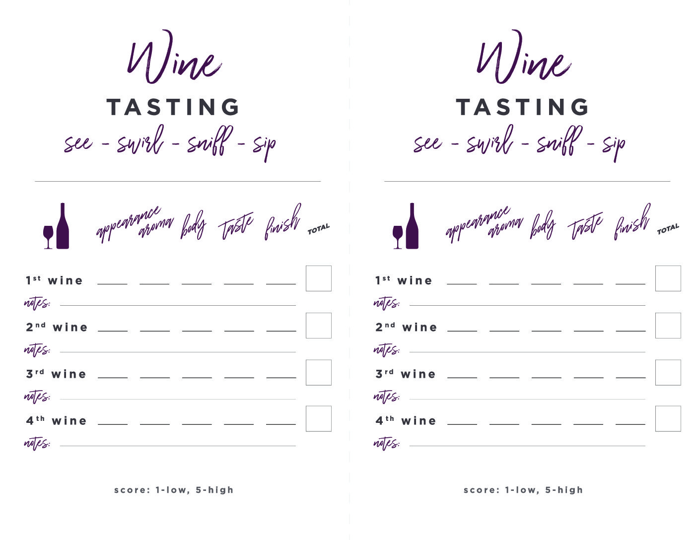 Wine Tasting Printable Card Thyme Love